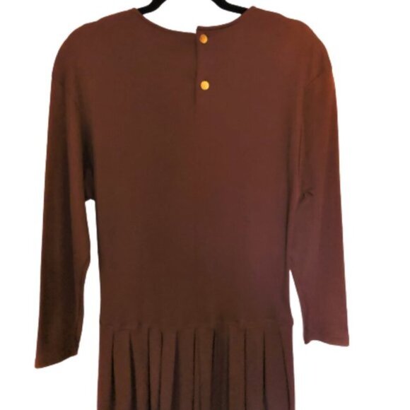 Vintage 90s low waist warm brown midi chic dress - Picture 6 of 11
